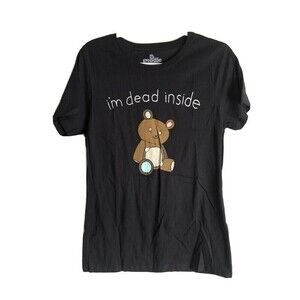 Goodie Two Sleeves Womens Teddy Bear T-SHIRT I'm Dead Inside Black SIZE XL